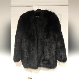Black faux fur coat